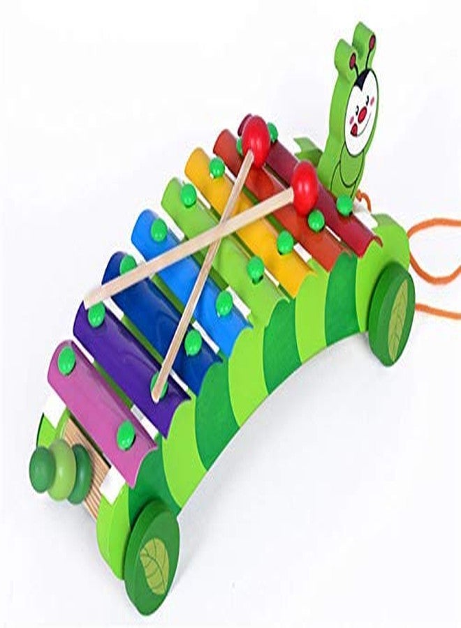 CrazyCrafts 2 in 1 Animal Xylophone with Pull Along Wooden Toys for Kids, Wooden Xylophone for Boys and Girls Caterpillar - Image 5
